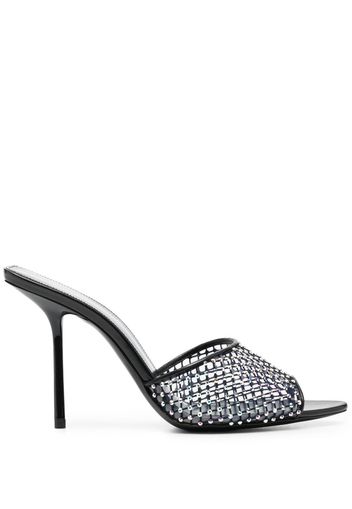 Saint Laurent crystal-embellished leather mules - Schwarz