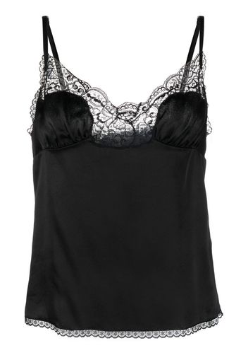 Saint Laurent floral-lace detail cami top - Schwarz