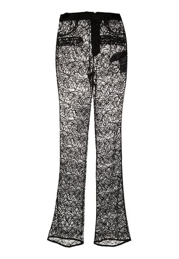 Saint Laurent straight-leg floral lace trousers - Schwarz