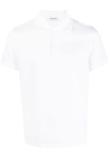 Saint Laurent embroidered-logo short-sleeved polo shirt - Weiß