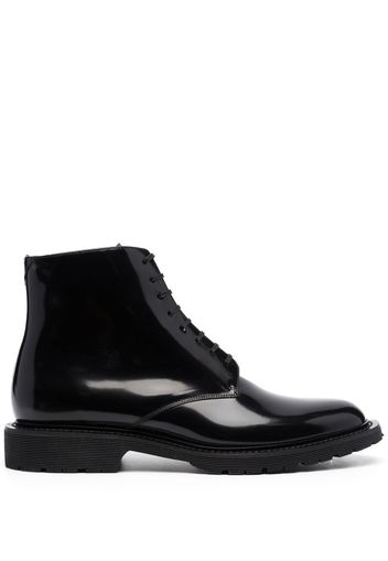 Saint Laurent lace-up leather ankle boots - Schwarz