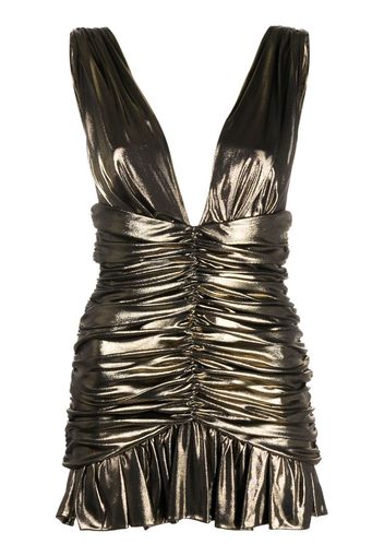 Saint Laurent ruched metallic mini dress - Gold