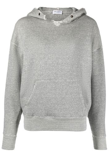 Saint Laurent Université distressed-effect marl hoodie - Grau