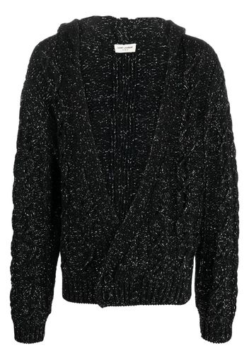 Saint Laurent Grob gestrickter Kapuzencardigan - Schwarz