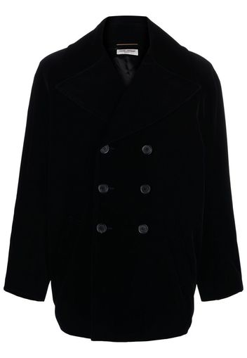 Saint Laurent YSL-embroidered peacoat - Schwarz