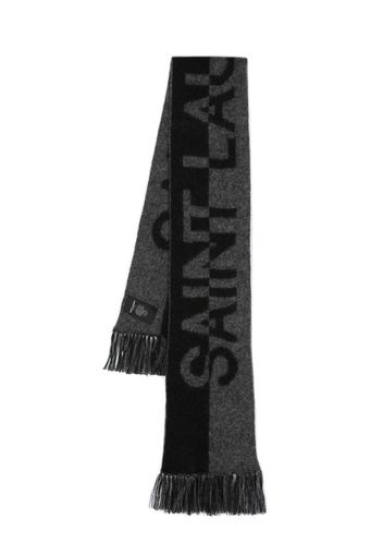 Saint Laurent intarsia-knit logo scarf - Schwarz