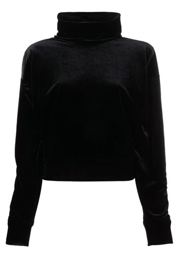 Saint Laurent funnel-neck velvet top - Schwarz