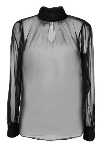 Saint Laurent semi-sheer long-sleeve blouse - Schwarz