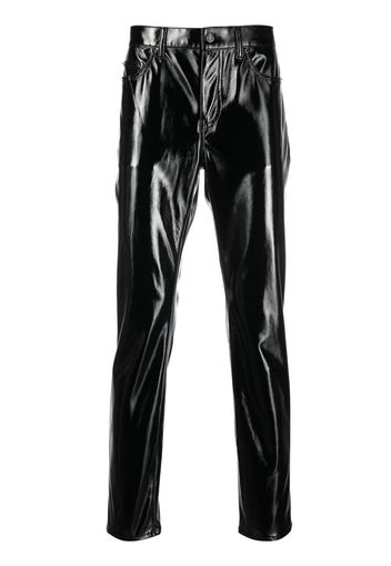 Saint Laurent high-shine slim-cut trousers - Schwarz