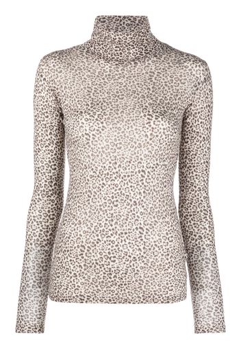 Saint Laurent leopard turtleneck jumper - Braun