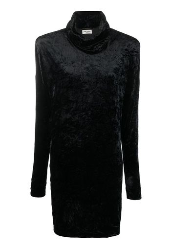 Saint Laurent roll-neck velvet effect minidress - Schwarz