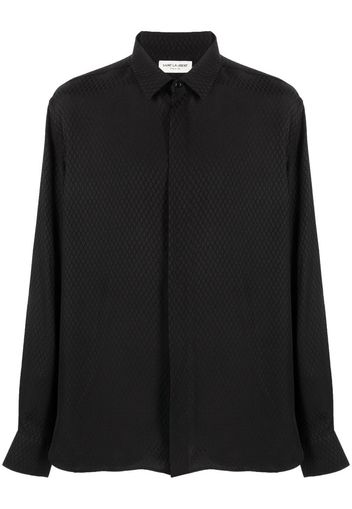 Saint Laurent diamond-jacquard silk shirt - Schwarz