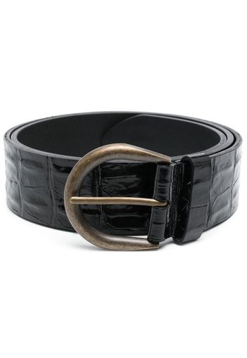 Saint Laurent crocodile-effect leather belt - Schwarz