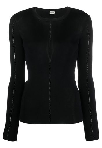 Saint Laurent long-sleeved rib knit top - Schwarz