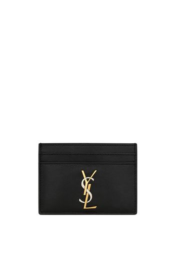 Saint Laurent logo-plaque leather cardholder - 1025 -NERO/TRIGALVA