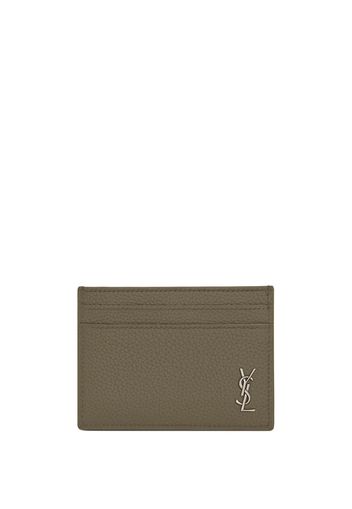 Saint Laurent logo-plaque detail card holder - Grün