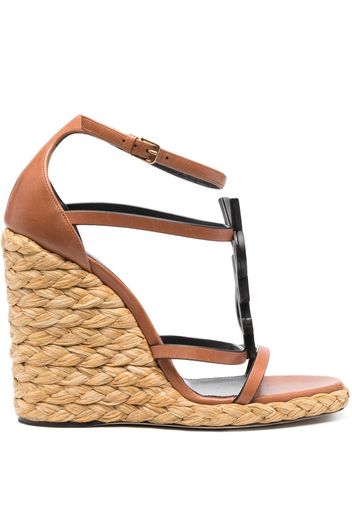 Saint Laurent Cassandra Wedge-Sandalen - Braun