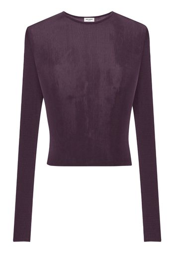 Saint Laurent ribbed long-sleeve top - 5005 -PRUNE