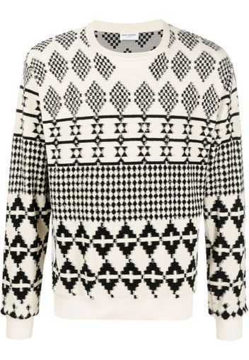 Saint Laurent Gestreifter Jacquard-Pullover - Nude