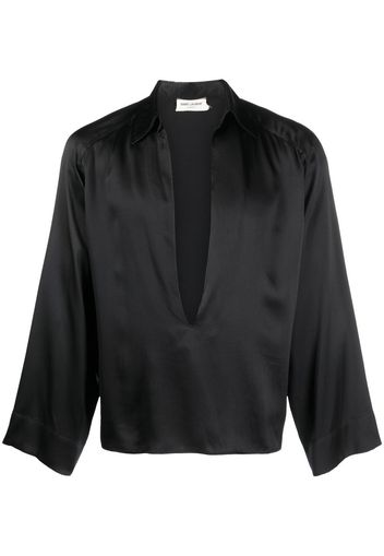 Saint Laurent Hemd mit tiefem Ausschnitt - Schwarz