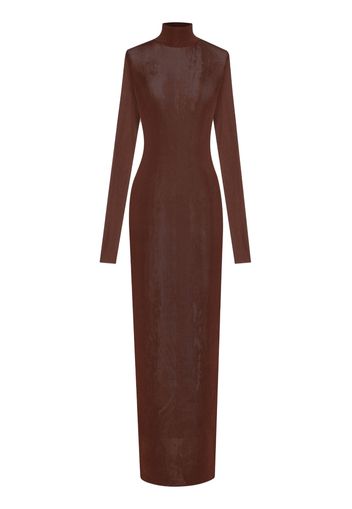 Saint Laurent ribbed-knit long dress - Braun