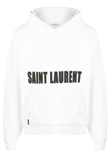 Saint Laurent Strukturierter Hoodie mit Logo - Weiß