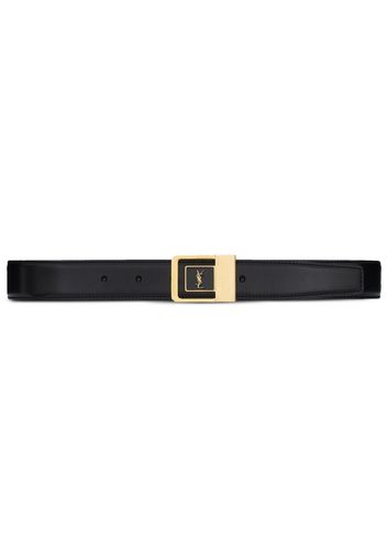 Saint Laurent logo-plaque leather belt - Schwarz