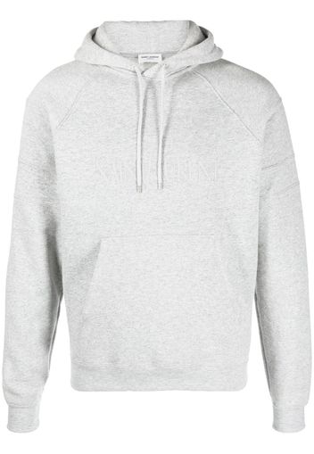 Saint Laurent Hoodie mit aufgesticktem Logo - Grau