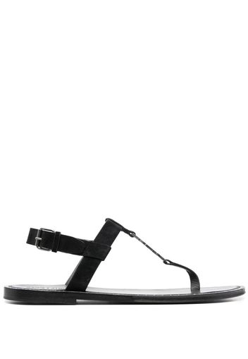 Saint Laurent Cassandra Sandalen mit Logo-Schild - Schwarz