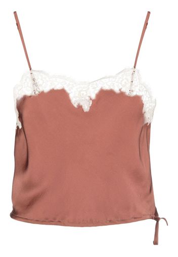 Saint Laurent Camisole-Top mit Spitzenbesatz - Braun