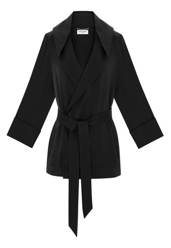 Saint Laurent self-tie hooded jacket - Schwarz