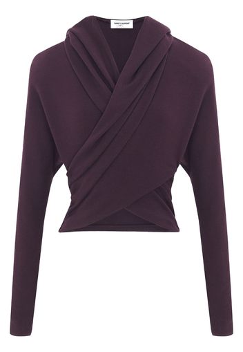 Saint Laurent hooded virgin wool top - Violett