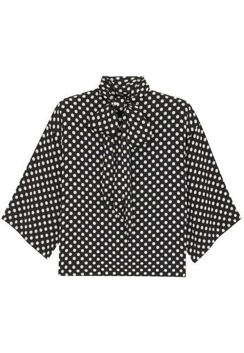 Saint Laurent polka-dot pussy-bow blouse - Schwarz