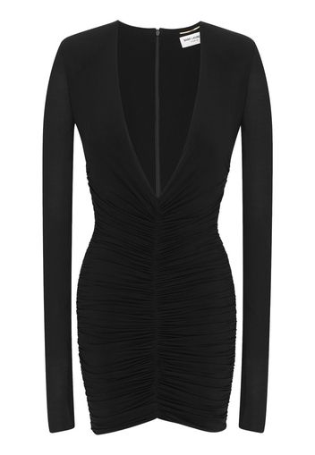 Saint Laurent Gerafftes Minikleid - Schwarz