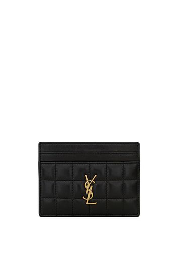 Saint Laurent logo-plaque quilted card holder - Schwarz