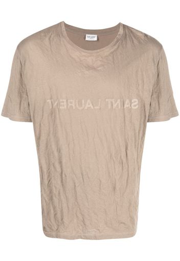 Saint Laurent T-Shirt mit Logo-Print - Nude