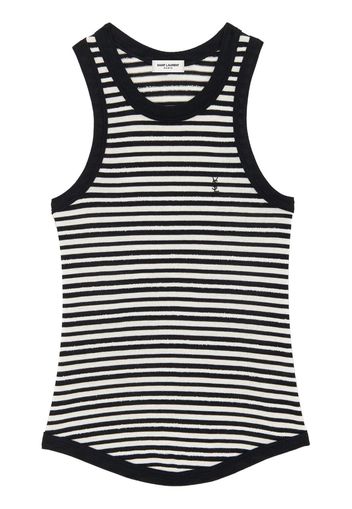 Saint Laurent logo-embroidered striped tank top - Schwarz