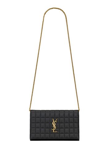 Saint Laurent logo-plaque quilted purse - Schwarz