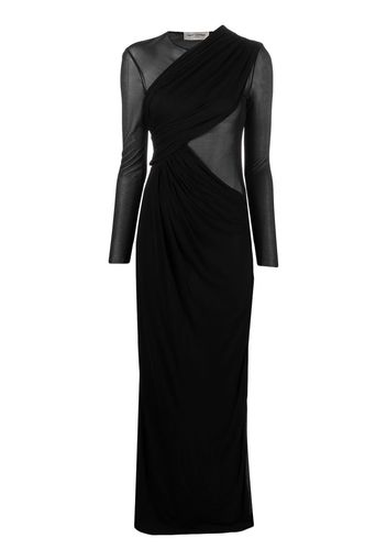Saint Laurent sheer-panel draped gown - Schwarz
