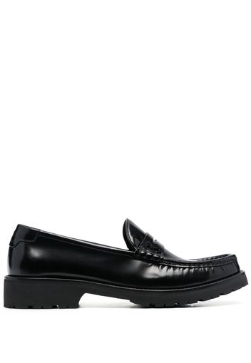 Saint Laurent Le Loafer high-shine finish flat shoes - Schwarz