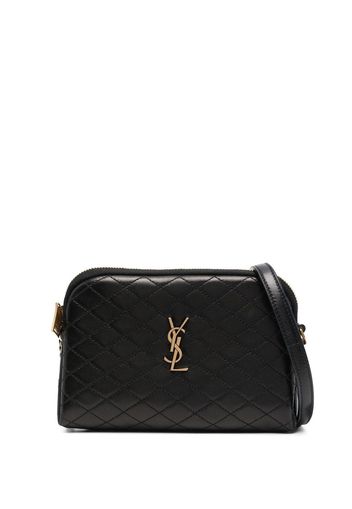 Saint Laurent logo-plaque crossbody bag - Schwarz