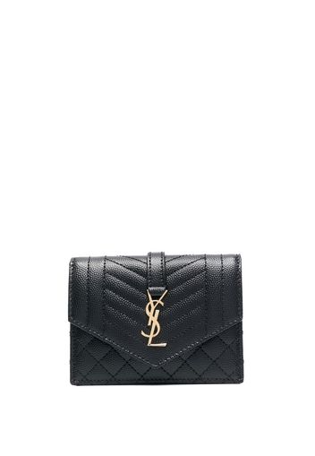 Saint Laurent YSL logo-plaque quilted purse - Schwarz