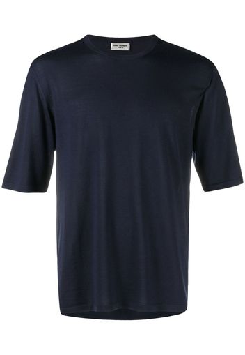 Saint Laurent crew-neck wool-cashmere T-shirt - Blau