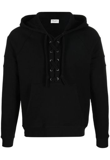 Saint Laurent front lace-up fastening hoodie - Schwarz