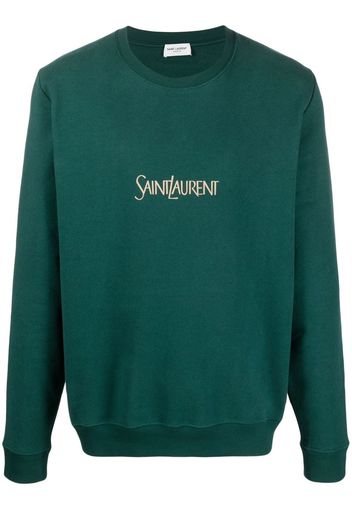 Saint Laurent logo-print cotton sweatshirt - Grün