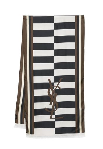 Saint Laurent logo-print silk scarf - Weiß