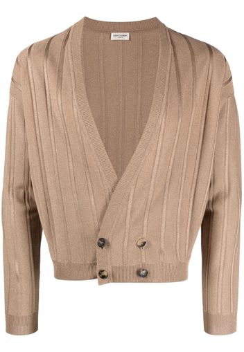 Saint Laurent plunging V-neck cardigan - Braun