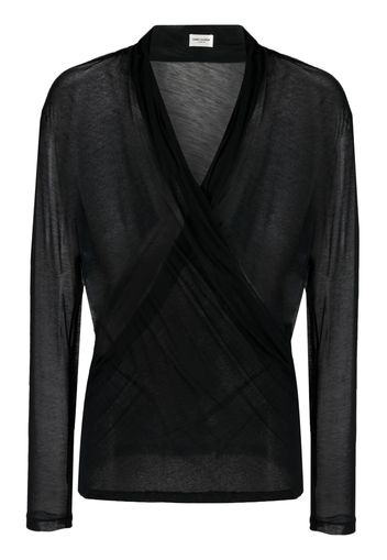 Saint Laurent semi-sheer wrap shirt - Schwarz