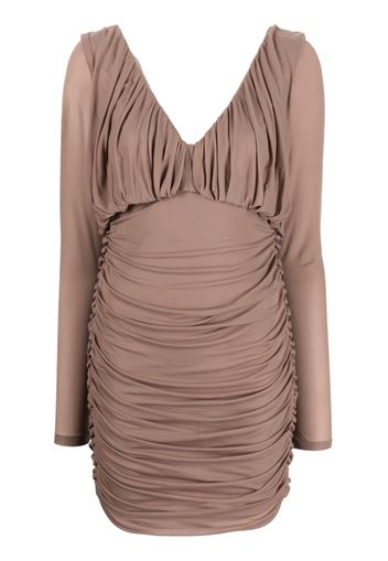 Saint Laurent V-neck draped mini dress - Rosa