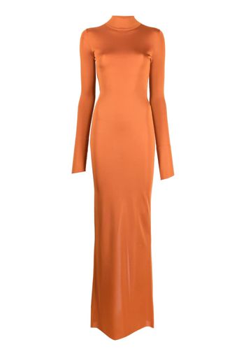 Saint Laurent high-neck fine-knit maxi dress - Orange